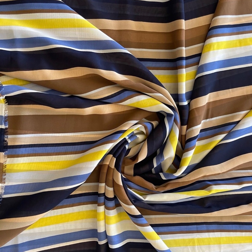 Striped Multicolor Chiffon Sheer Fabric